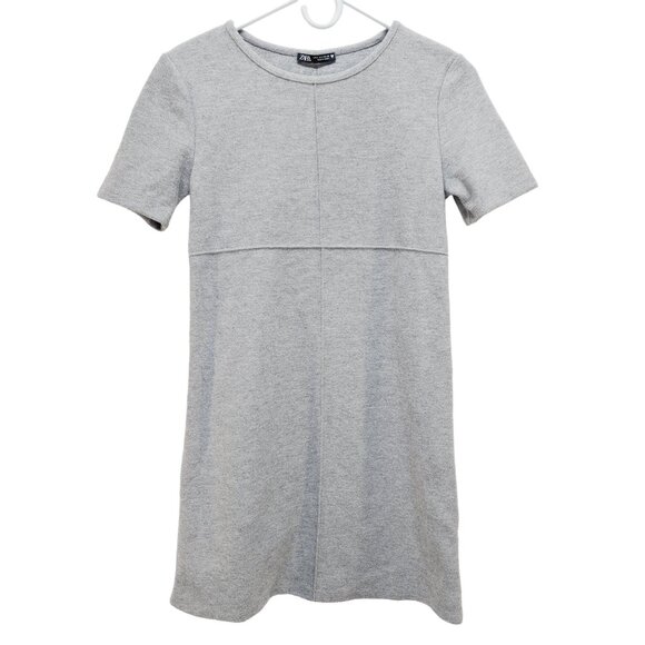 Zara Short Sleeve Knitted Gray Dress Women’s Size Small Knee Length - Picture 2 of 10